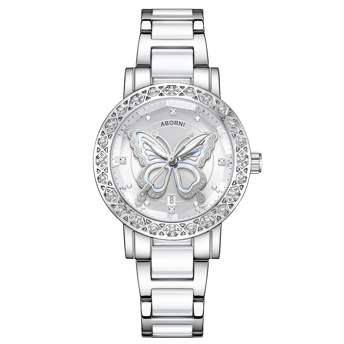 Elegant Butterfly Rhinestone Quartz Wrist Watch MK2SSAS6W6JWA16