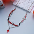 Vintage Halloween Pumpkin Bat Ghost Pendant Necklace 6W6JNC607