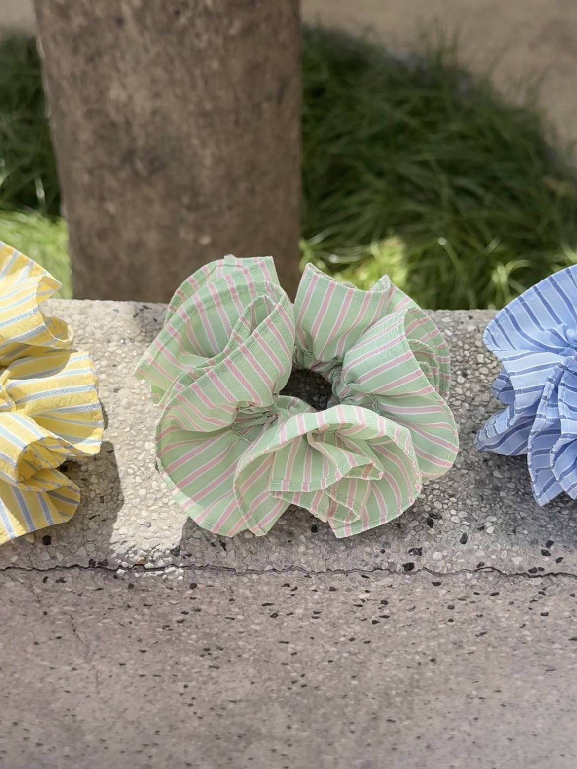 Color Block Striped Double Layer Ruffle Hair Scrunchie MK2BW6W6HSR02