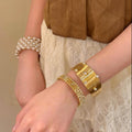 Vinatge Multi-Layer Pearl Rhinestone Bangle Bracelet 6W6JBR588