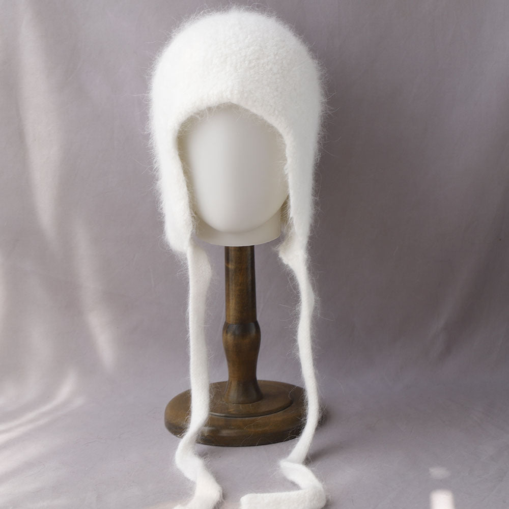 Soft Fuzzy Earflap Knit Hat Chin Ties 6W6HAT705