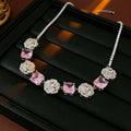 Elegant Rhinestone Floral Geometry Choker Necklace 6W6JNC963