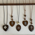 Vintage Wooden Heart Pendant Choker Necklace 6W6JNC382L