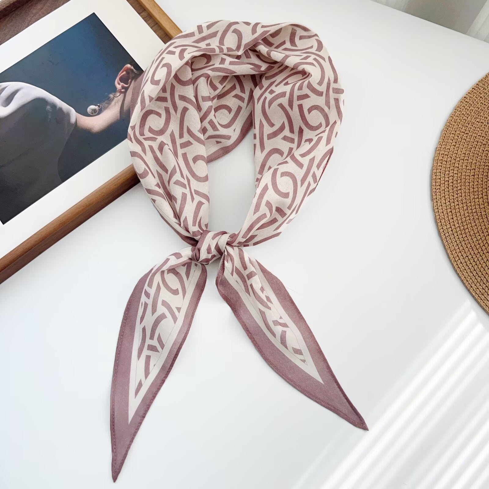 Trendy Flower Print Cotton Neckerchief Head Scarf MK2BW6W6NSI12