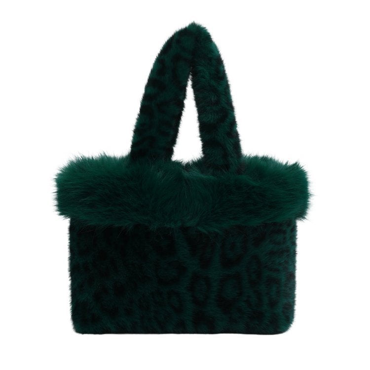 Leopard Print Faux Fur Tote Bag 6W10BBG1881