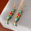 Vintage Enamel Fish Dangle Earrings 6W6JER838