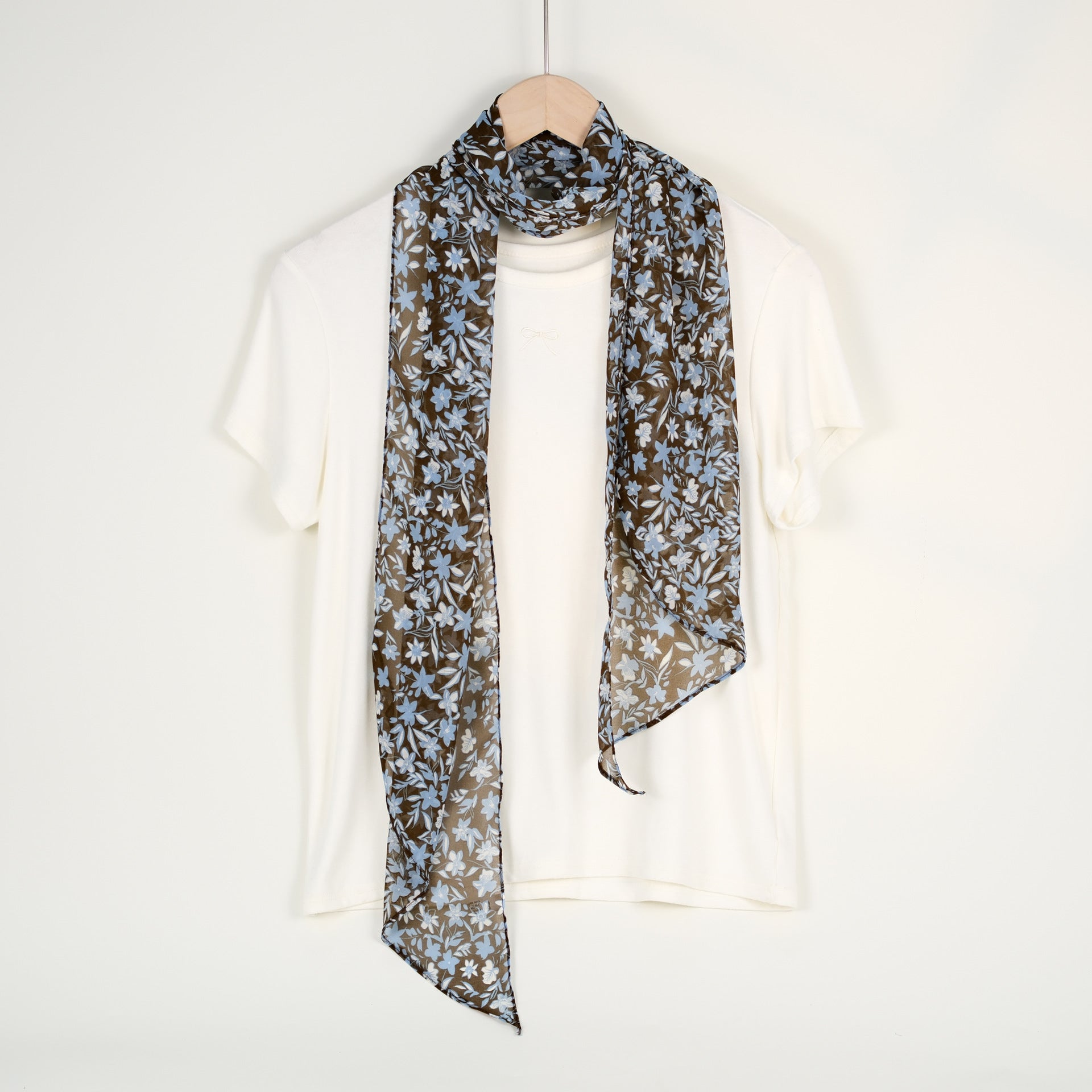 Fresh Solid Color Floral Print Silk Scarf 6W6NSI228
