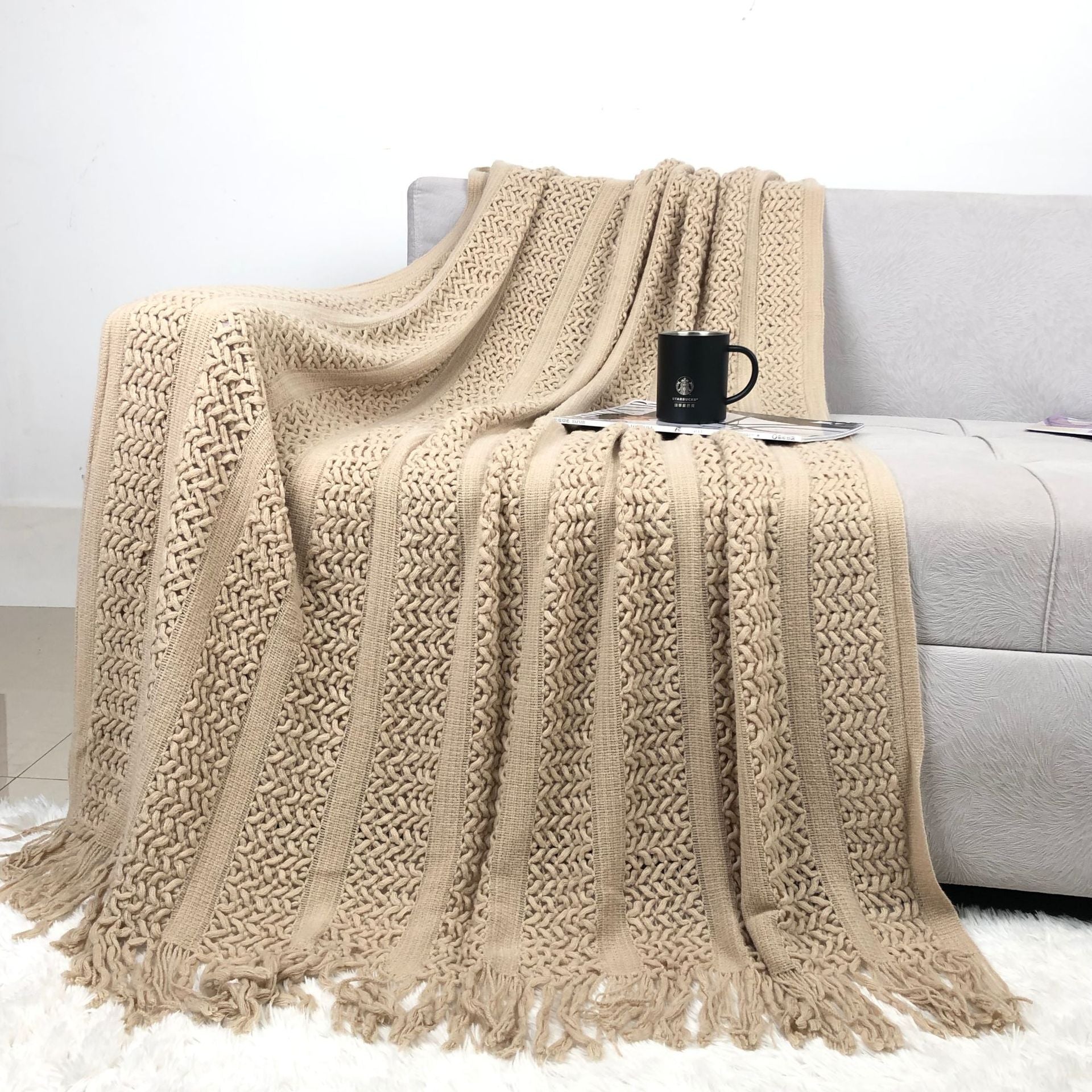 Cable Knit Sofa Blanket - DippedShop Wholesale - #0675