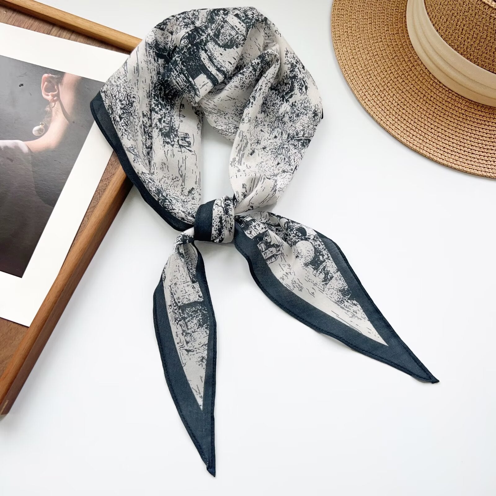 Trendy Flower Print Cotton Neckerchief Head Scarf MK2BW6W6NSI12