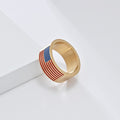 Minimalist USA Flag Pattern Wide Rings 8ZA6JRG201T