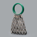 Color Contrast Hollow Hand-Woven Beaded Handbag 8BW6BBG424T