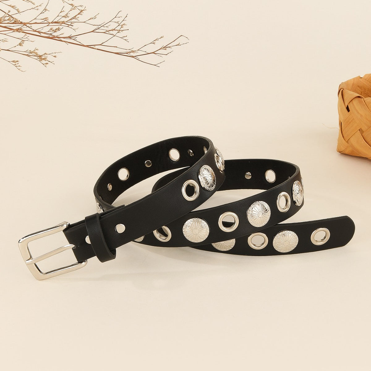Punk Style Metal Disc Hollow Waist Belt 6W6JBT231