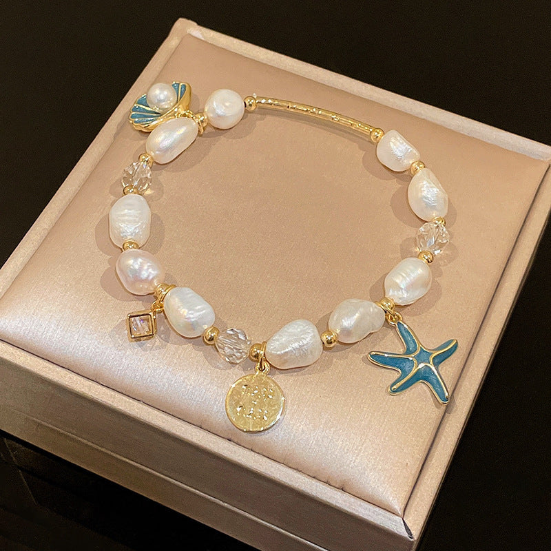 Stylish Gold Plated Freshwater Pearl Bracelet 6W6JBR714