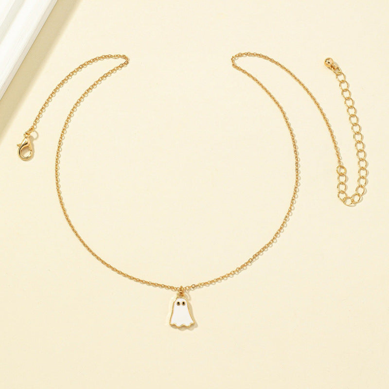 Halloween Simple Cute Ghost Pendant Necklace DP25G425