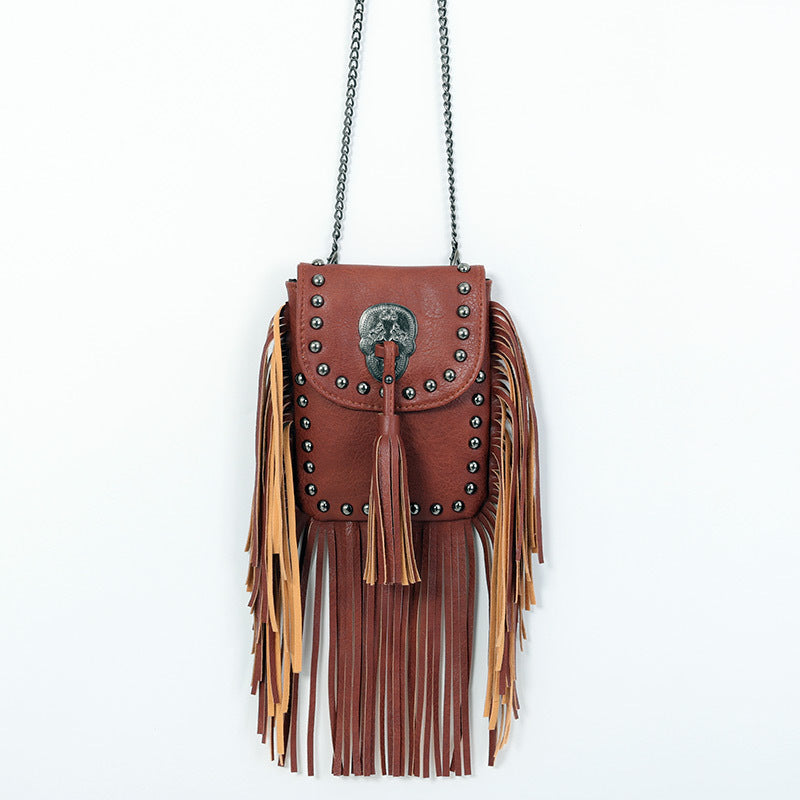 Boho Studded Tassel Mini Crossbody Bag 6W10BBG2407