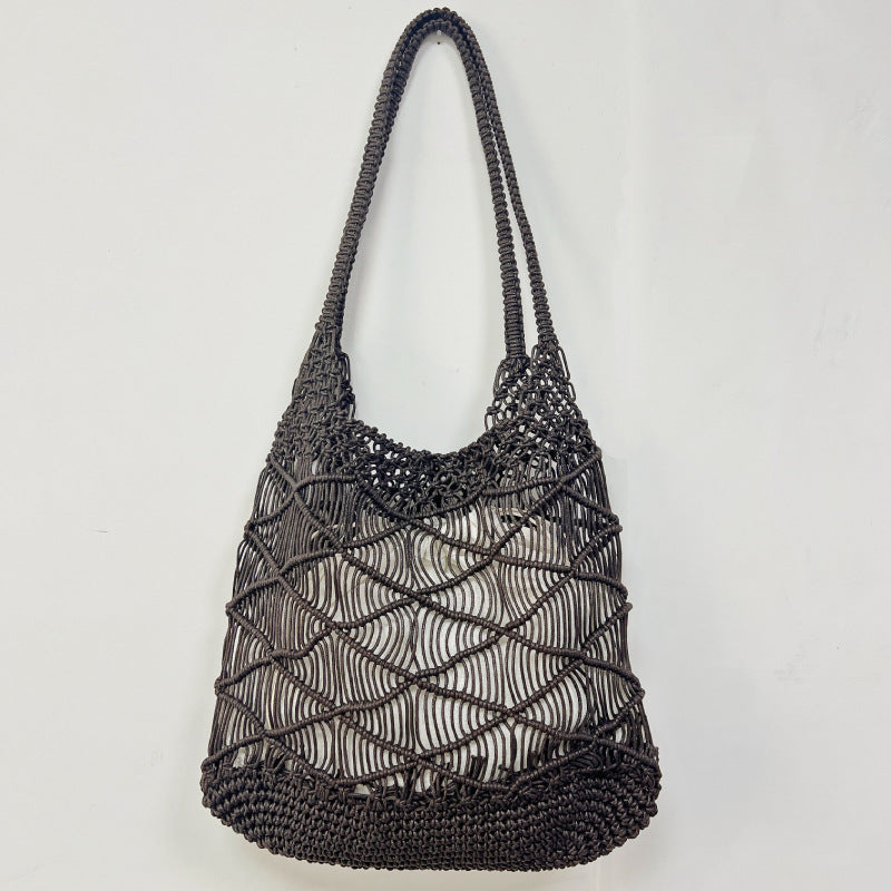 Solid Color Hand Woven Hollow Tote Bag 8CW6BBG530L