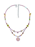 Double-Layered Lilac Beaded Necklace - DippedShop Wholesale - #3043