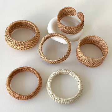 Vintage Straw Braided Round Bracelets DP25B587