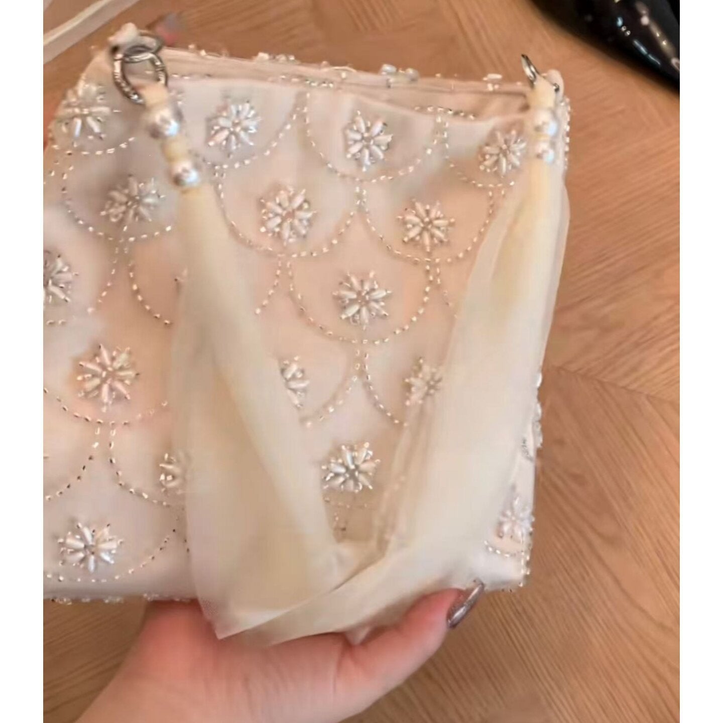 Trendy Floral Bead Square Handbag Evening Bag 6S10BBG1462