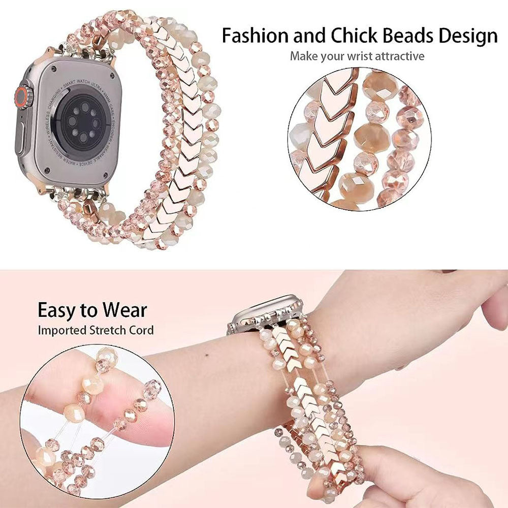 Multi Layer Crystal Beaded Chain Watch Band 6W6JWA89