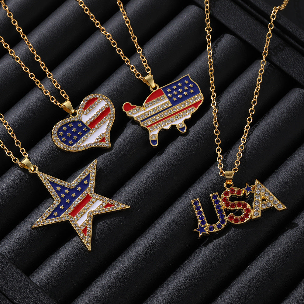 Stylish USA Map Pendant Choker Necklace 8ZA6JNC276T