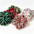 Striped Ribbon Print Christmas Satin Scrunchies 6W6HSR412