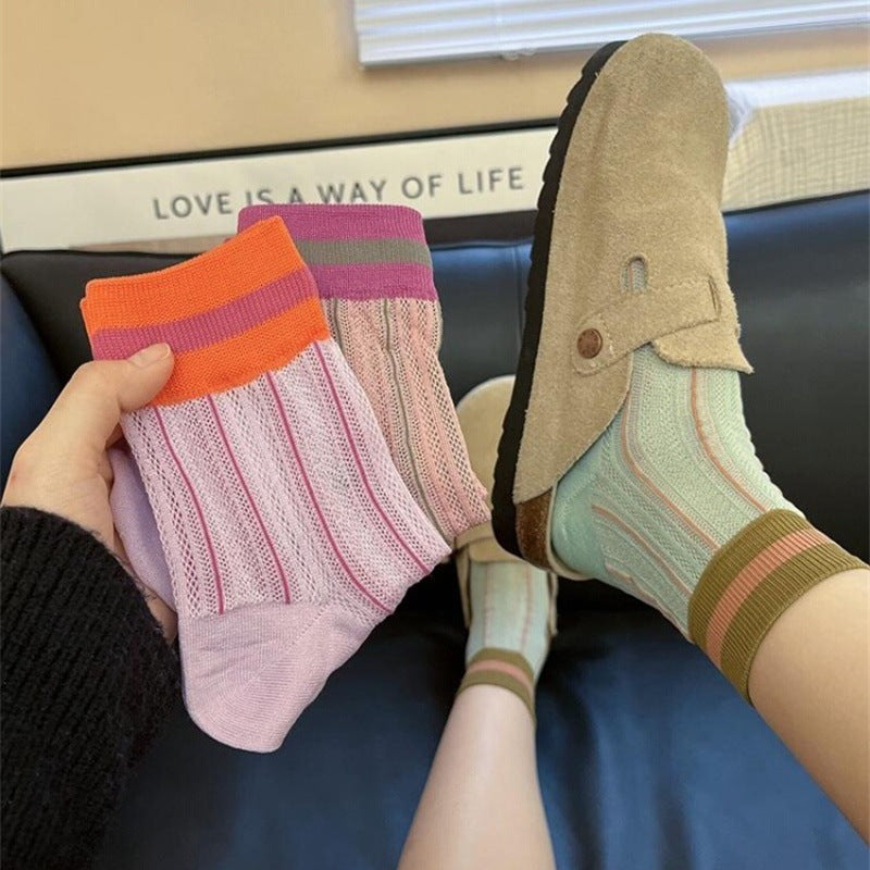 Striped Color Block Socks - DippedShop Wholesale - #5379