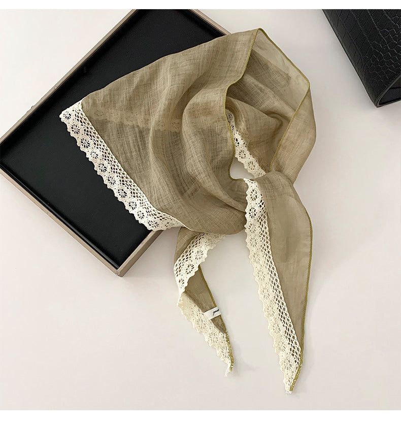 Elegant Lace Trim Breatheable Triangle Head Scarf MK2BW6W6NSI14