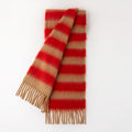 Mohair Color Block Striped Tassel Scarf 6W6NSW276