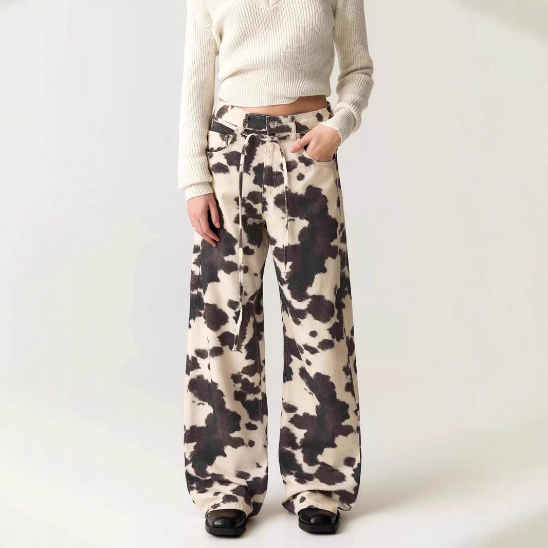 Vintage Cow Print Jeans - DippedShop Wholesale - #5987