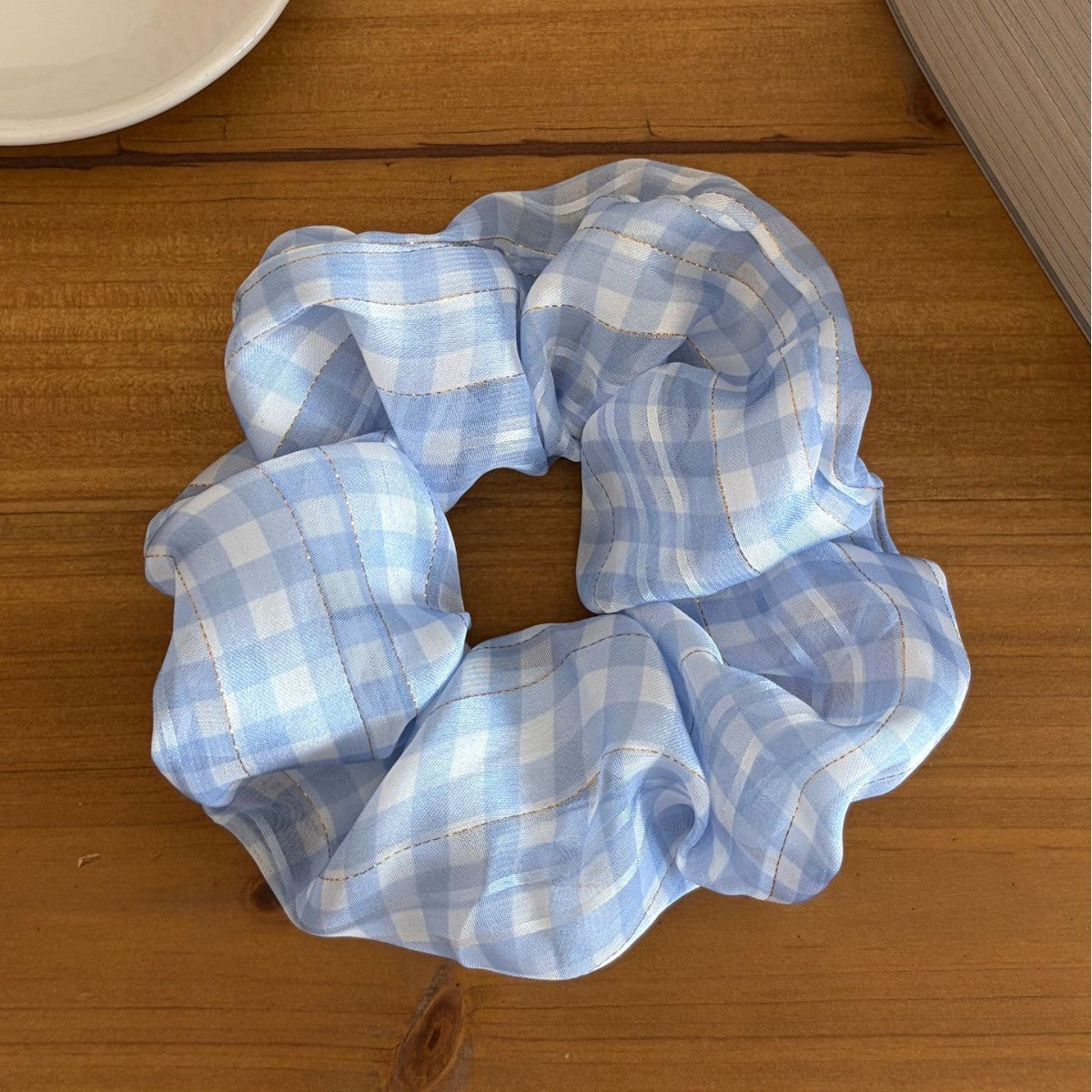 Minimalist Blue Plaid High Elastic Scrunchies 6W6HSR495