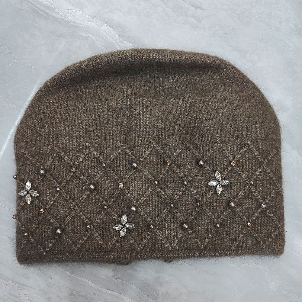 Luxury Rhinestone Pearl Embroidered Knit Beanie 6W6HAT707
