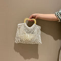 Casual Holow Out Heart Handle Beach Handbag 8CW6BBG501T