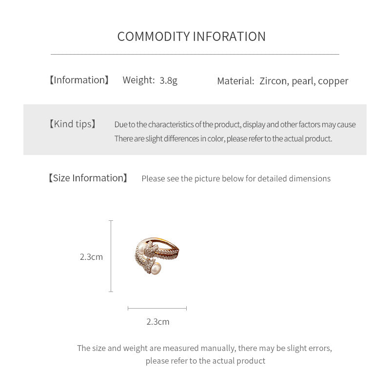 Elegant Cubic Zirconia Knot Pearl Open Ring 6W6JRG366