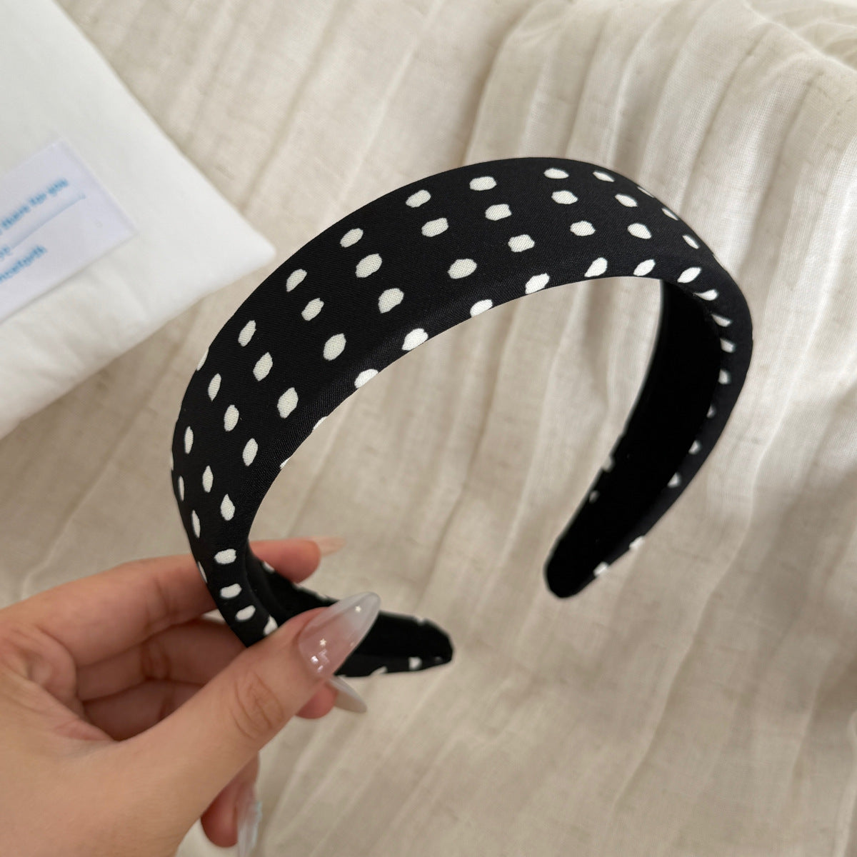 Retro Polka Dots Print Wide Headband MK2PIM6W6HBD74
