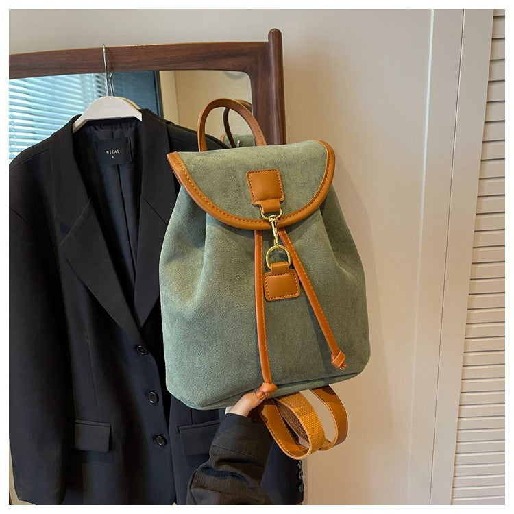 Solid Color Large Capacity Flap Backpack 6S10BBG1436