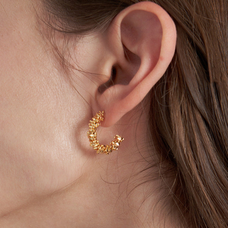 Vintage Gold Ingot C-shape Earring 6W6JER581