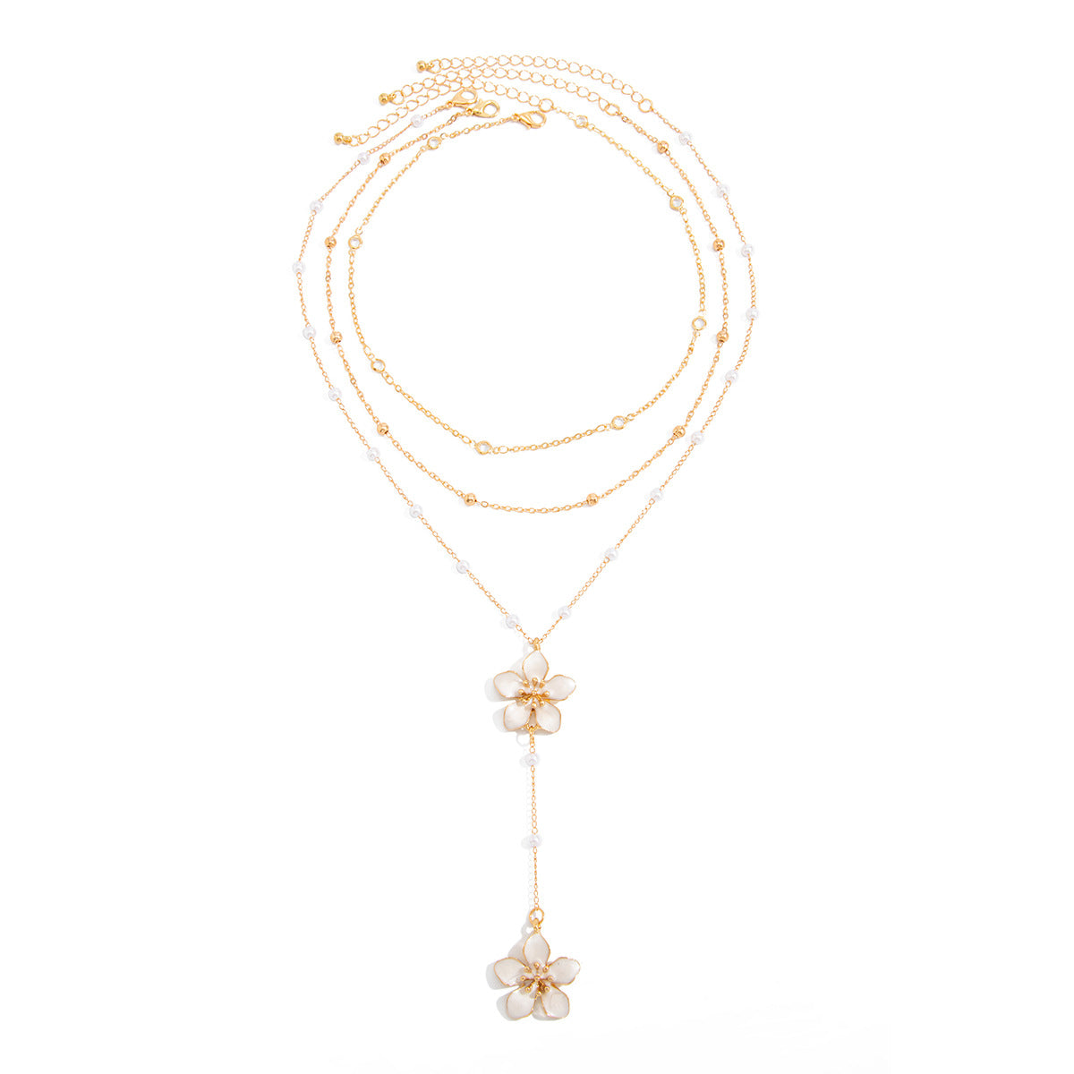 Multi Layered Flower Pendant Necklace - DippedShop Wholesale - #3235