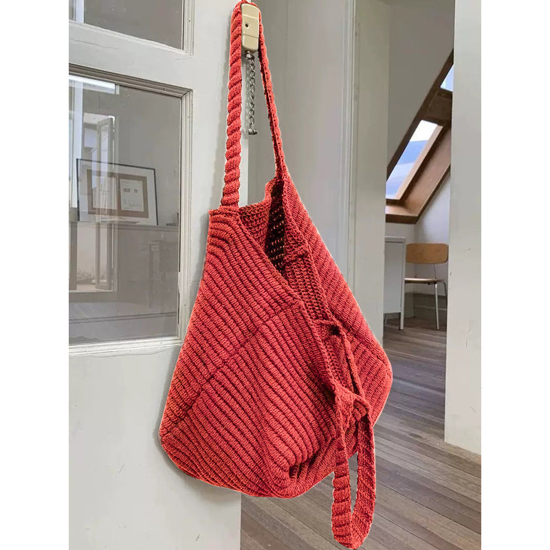 Casual Ribbed Knitted Shoulder Bag 6W10BBG1792