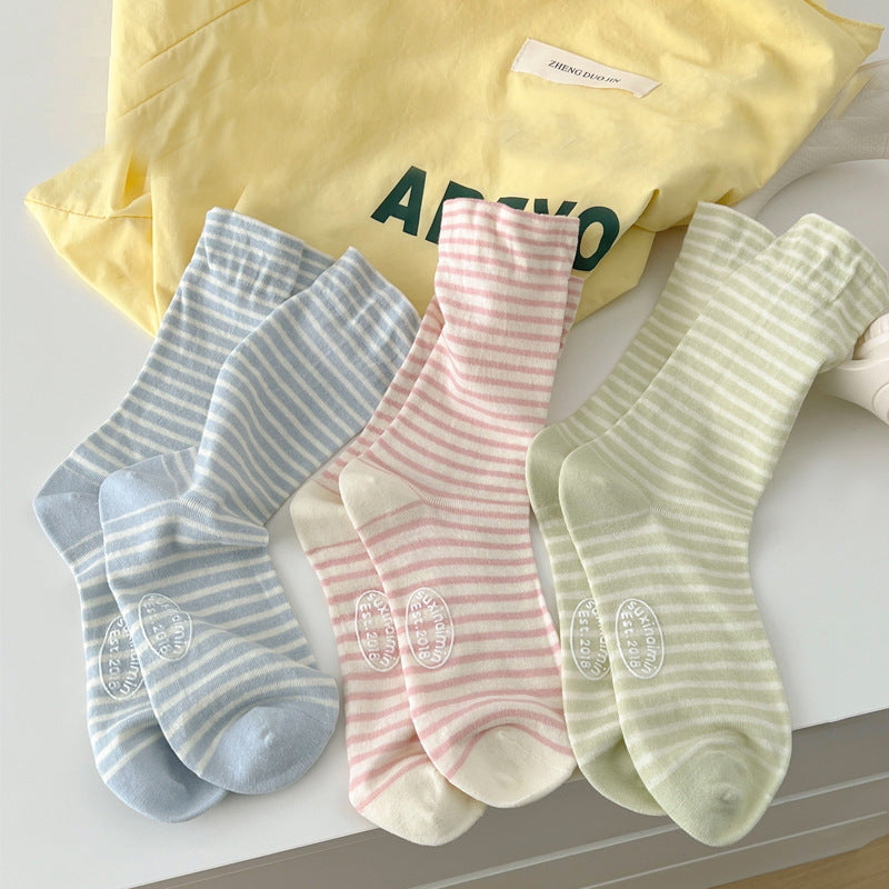Minimalist Stripe Breathable Mid-Calf Socks DP25E996