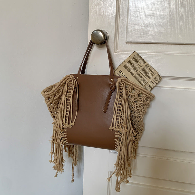 Vintage Hollow Tassel Large Capacity Tote Bag 8BW6BBG423T