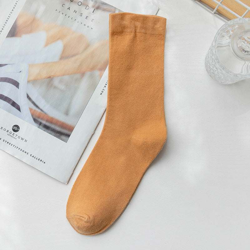 Solid Cotton Mid Calf Socks - DippedShop Wholesale - #9795