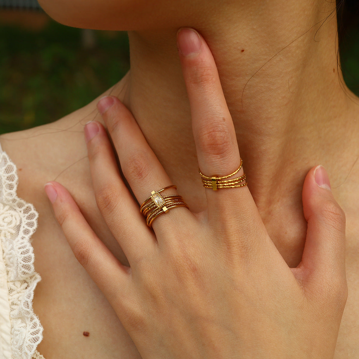 Vintage Gold Plated Multi-Layer Statement Ring 8ZA6JRG147L