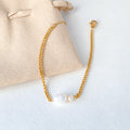 Fashion Gold Plated Pearl Link Chain Bracelet 6W6JBR366