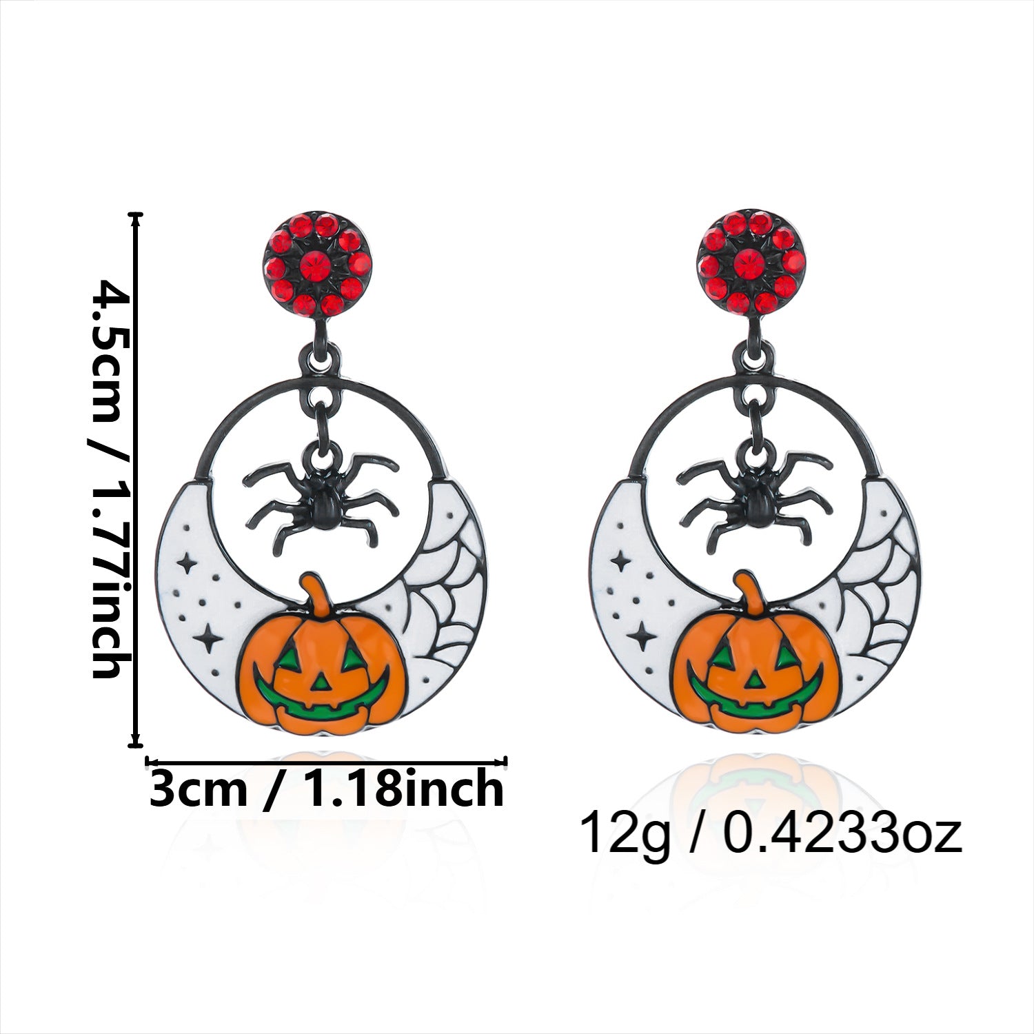 Halloween Rhinestone Pumkin Bat Pendant Dangle Earrings 6W6JER552
