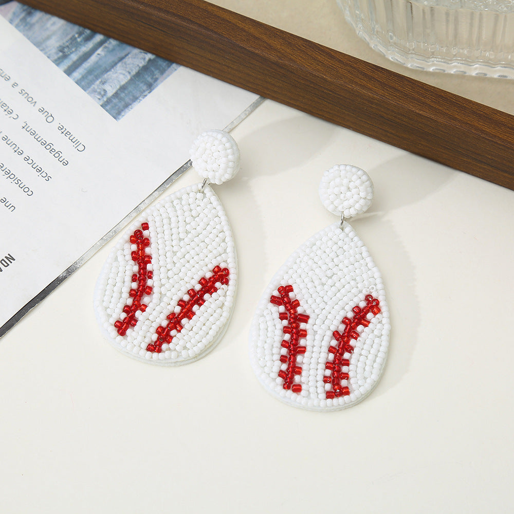 Beaded Baseball Stud Earrings - DippedShop Wholesale - #4211