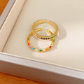 2 Pcs Simple Colorful Cubic Zirconia Open Ring Set 6W6JRG377