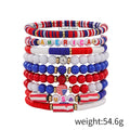 Stylish USA Flag Elastic Beaded Chain Bracelets Set 8ZA6JBR301L