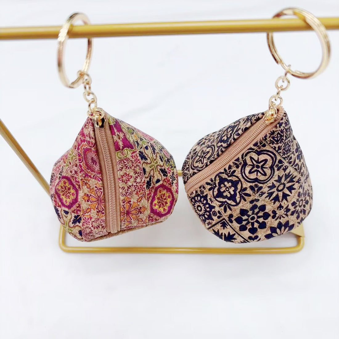 Floral Cork Triangle Coin Case - DippedShop Wholesale - #3683