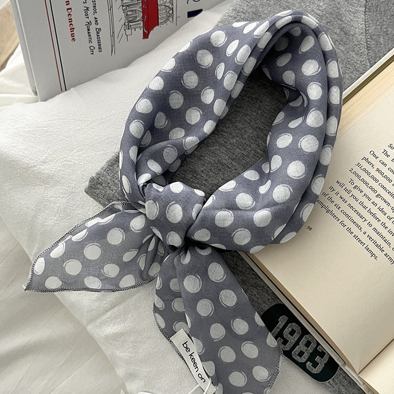 Retro Polka Dots Print Square Silk Scarf MK2BLW6W6NSI34